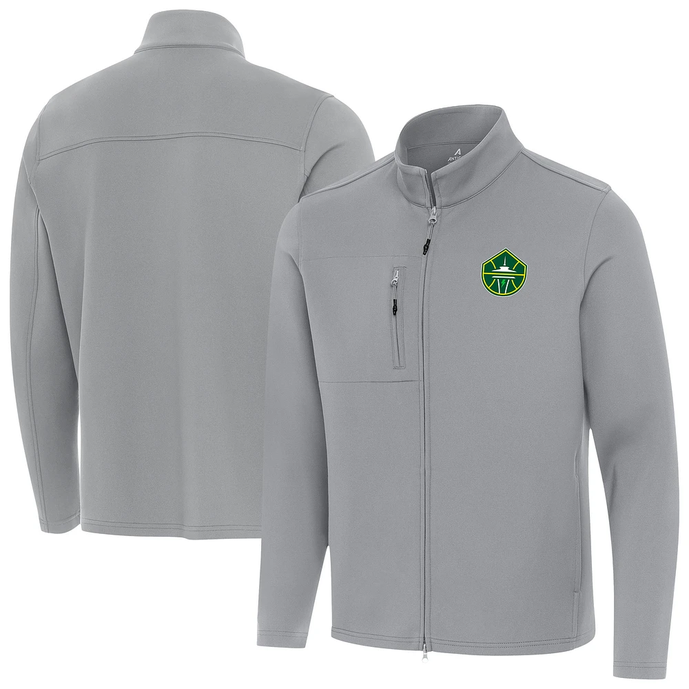 Men's Antigua Gray Seattle Storm Objection Full-Zip Jacket