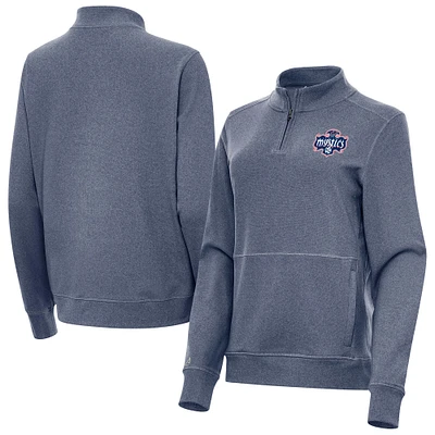 Women's Antigua Heather Navy Washington Mystics Crush Quarter-Zip Fleece Sweatshirt