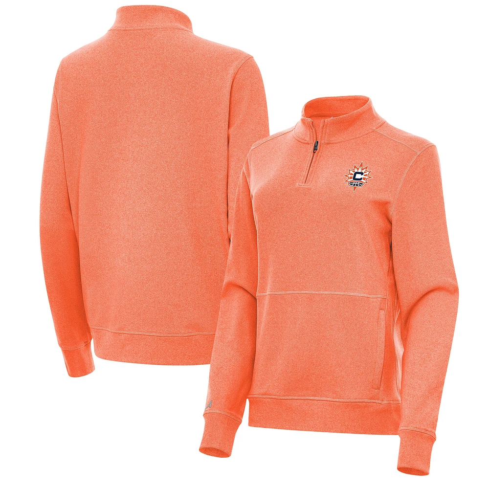 Women's Antigua Heather Orange Connecticut Sun Crush Quarter-Zip Fleece Sweatshirt