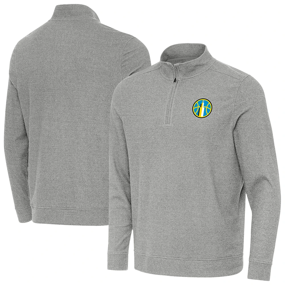 Men's Antigua Heather Gray Chicago Sky Subtle Quarter-Zip Top