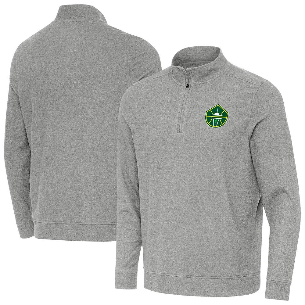 Men's Antigua Heather Seattle Storm Subtle Quarter-Zip Top