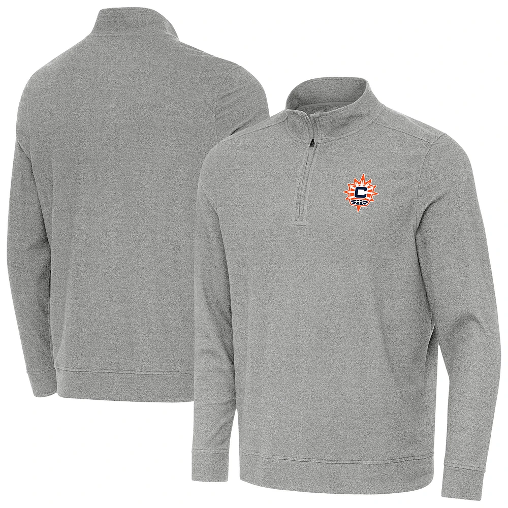 Men's Antigua Heather Gray Connecticut Sun Subtle Quarter-Zip Top