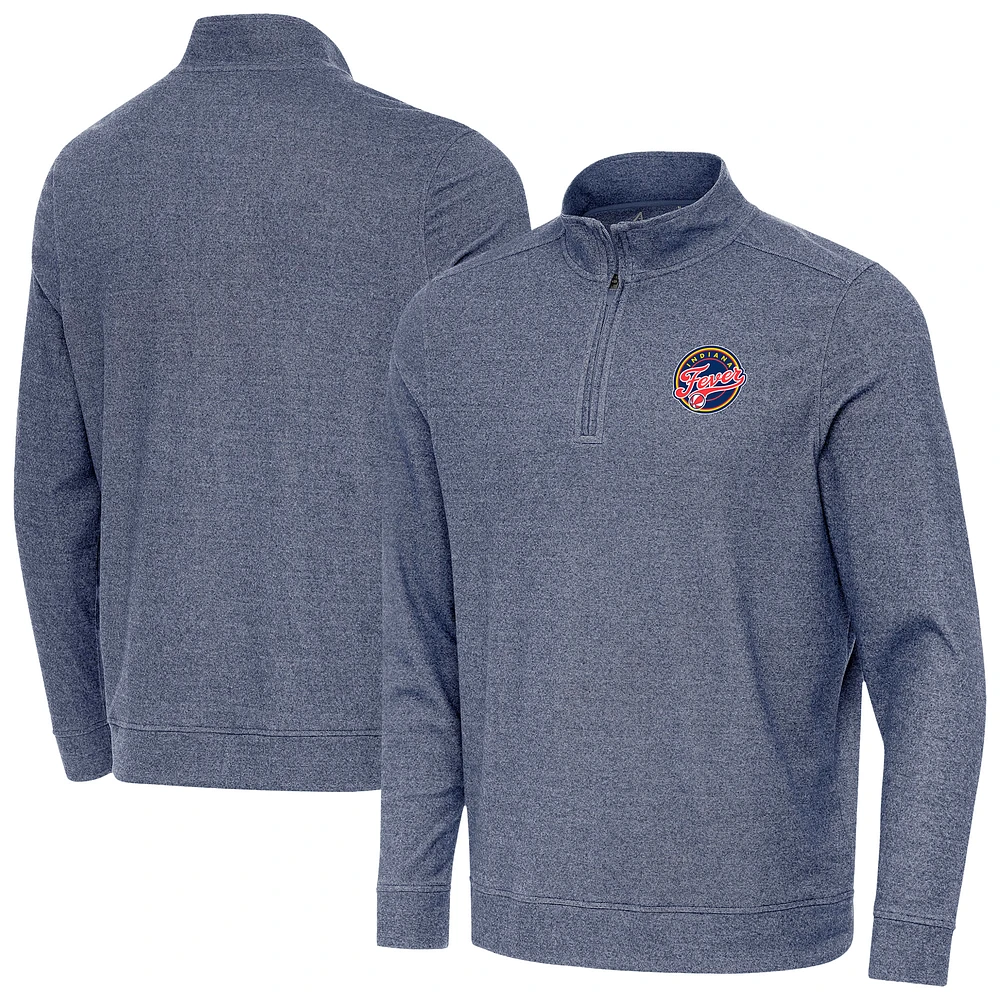 Men's Antigua Heather Navy Indiana Fever Subtle Quarter-Zip Top