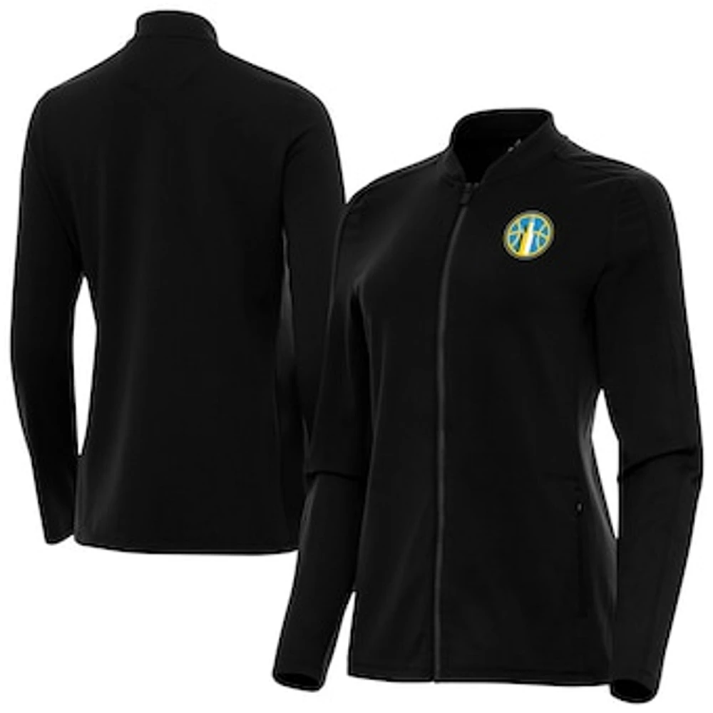 Women's Antigua Black Chicago Sky Continual Full-Zip Jacket