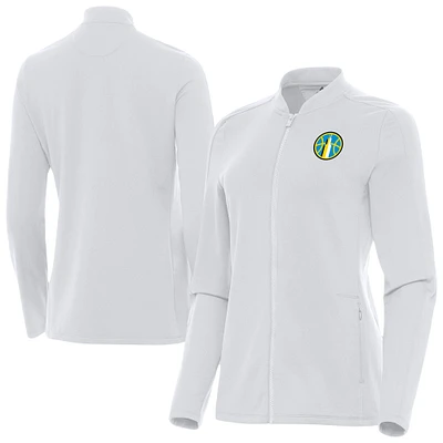 Women's Antigua White Chicago Sky Continual Full-Zip Jacket