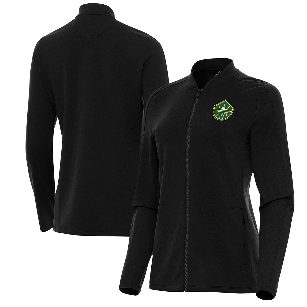 Women's Antigua Black Seattle Storm Continual Full-Zip Jacket