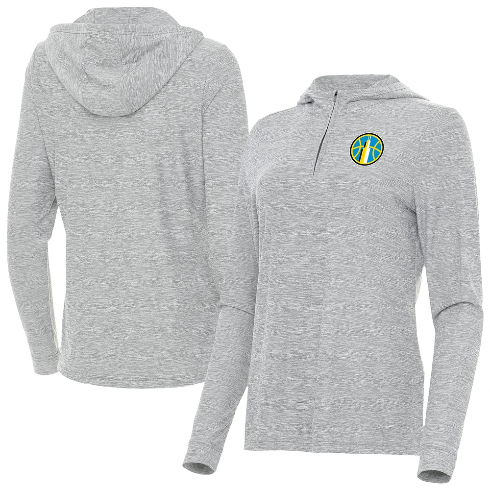 Women's Antigua Heather Gray Chicago Sky Daybreak Quarter-Zip Hoodie