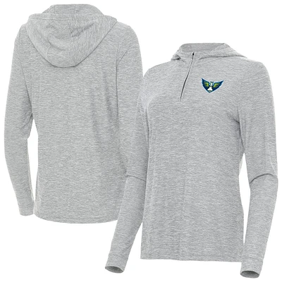 Women's Antigua Heather Gray Dallas Wings Daybreak Quarter-Zip Hoodie