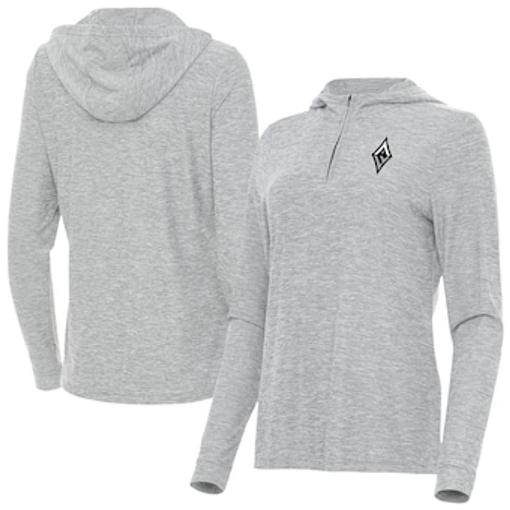 Women's Antigua Heather Gray Las Vegas Aces Daybreak Quarter-Zip Hoodie