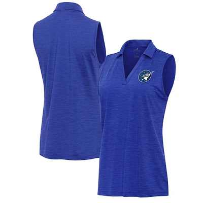 Women's Antigua Heather Blue Minnesota Lynx Layout Sleeveless V-Neck Polo