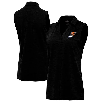 Women's Antigua Heather Black Phoenix Mercury Layout Sleeveless V-Neck Polo