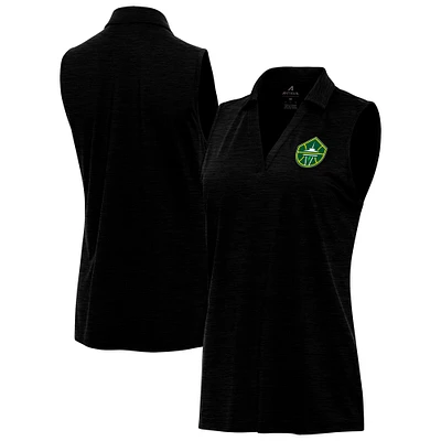 Women's Antigua Heather Black Seattle Storm Layout Sleeveless V-Neck Polo