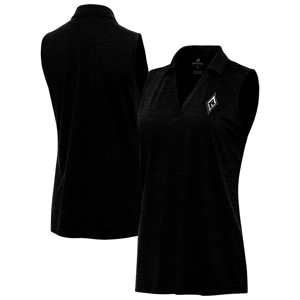 Women's Antigua Heather Black Las Vegas Aces Layout Sleeveless V-Neck Polo