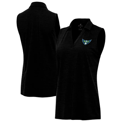 Women's Antigua Heather Black Dallas Wings Layout Sleeveless V-Neck Polo