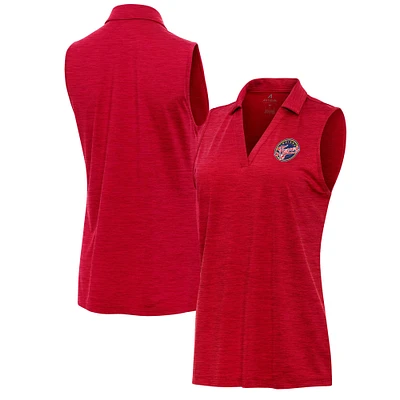 Women's Antigua Heather Red Indiana Fever Layout Sleeveless V-Neck Polo