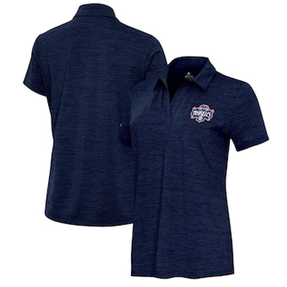 Women's Antigua Heather Navy Washington Mystics Layout V-Neck Polo
