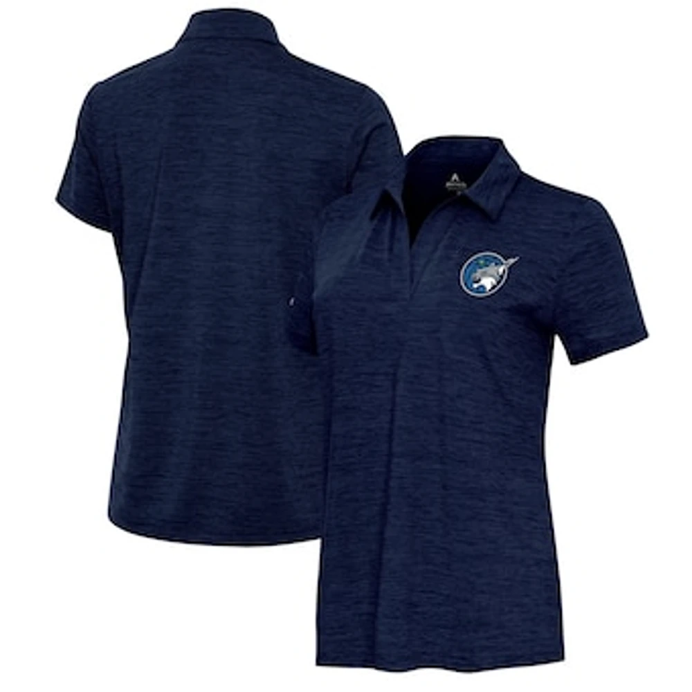 Women's Antigua Heather Navy Minnesota Lynx Layout V-Neck Polo