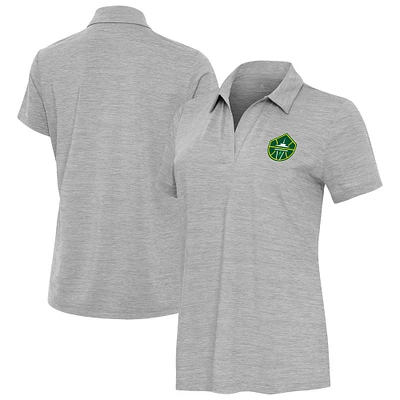 Women's Antigua Heather Gray Seattle Storm Layout V-Neck Polo