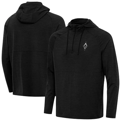 Men's Antigua Heather Las Vegas Aces Spikes Raglan Quarter-Zip Hoodie