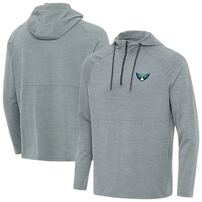 Men's Antigua Heather Gray Dallas Wings Spikes Raglan Quarter-Zip Hoodie