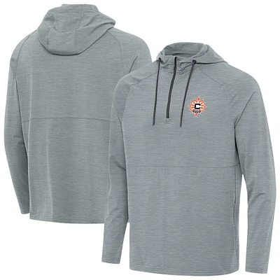 Men's Antigua Heather Gray Connecticut Sun Spikes Raglan Quarter-Zip Hoodie