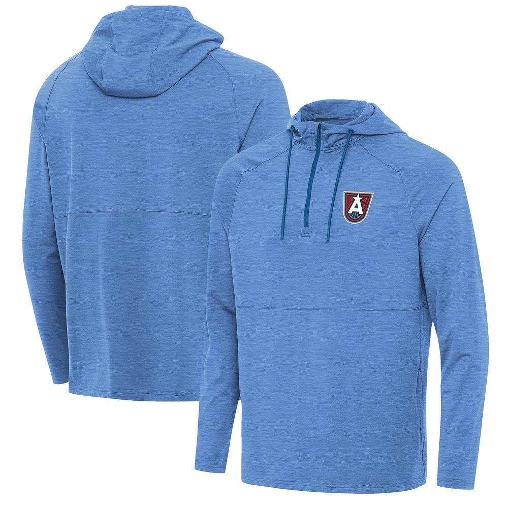 Men's Antigua Heather Light Blue Atlanta Dream Spikes Raglan Quarter-Zip Hoodie