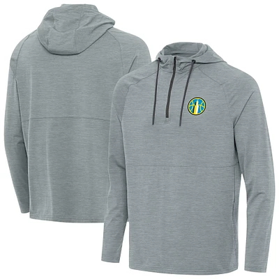 Men's Antigua Heather Gray Chicago Sky Spikes Raglan Quarter-Zip Hoodie