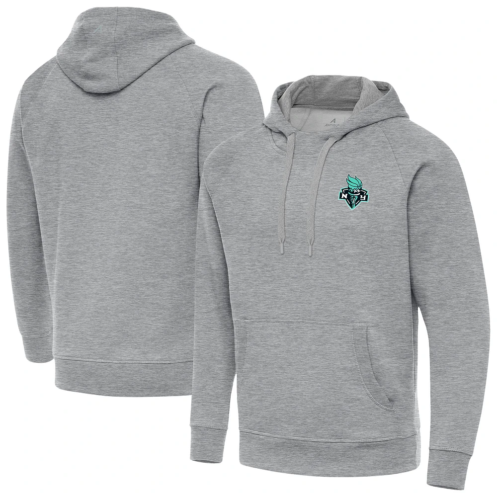 Men's Antigua Heather Gray New York Liberty Big & Tall Victory Raglan Pullover Hoodie