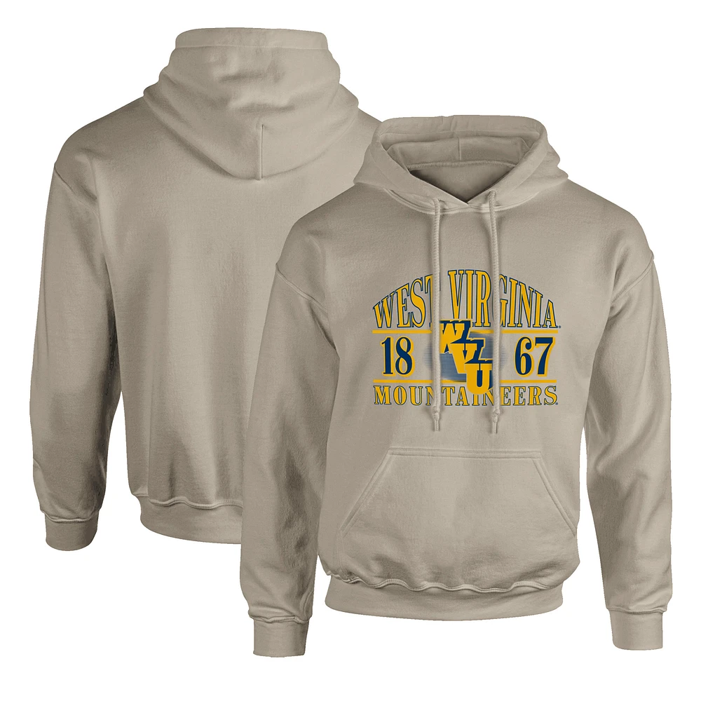 Men's Tan West Virginia Mountaineers Upper Arch Letters Pullover Hoodie