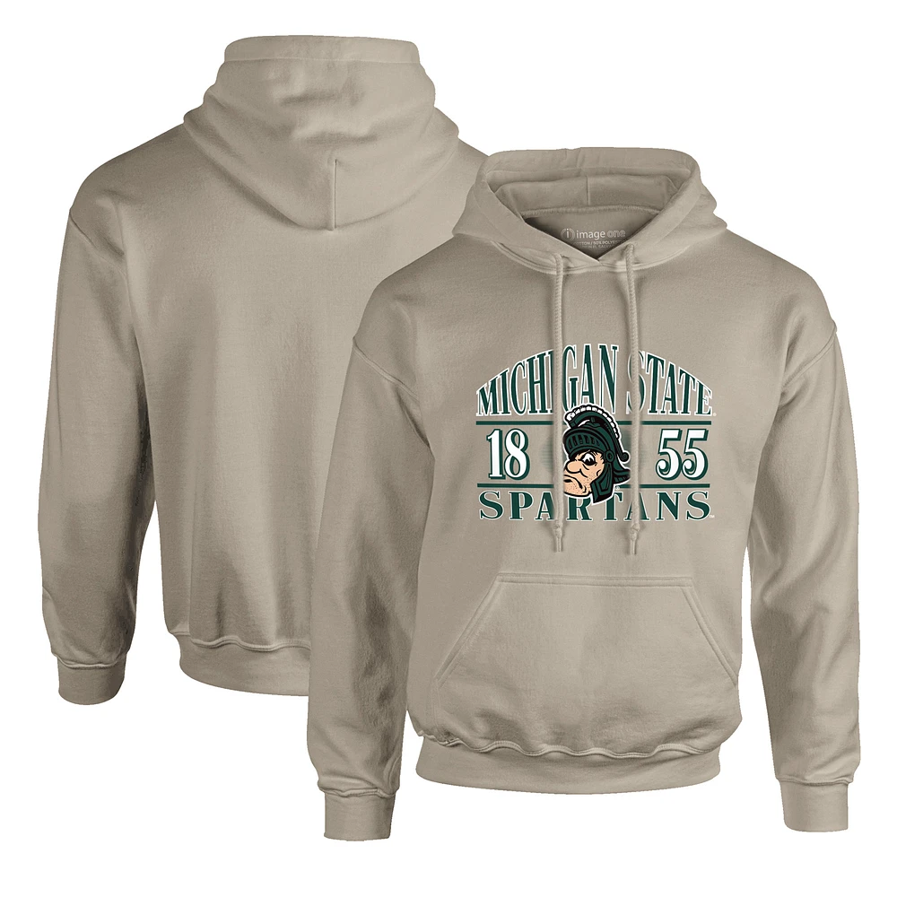 Men's Tan Michigan State Spartans Upper Arch Letters Pullover Hoodie