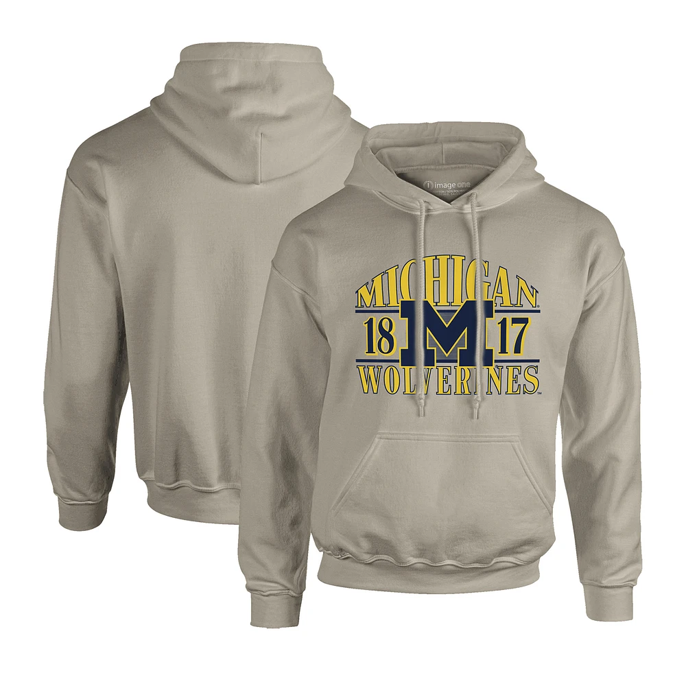 Men's Tan Michigan Wolverines Upper Arch Letters Pullover Hoodie