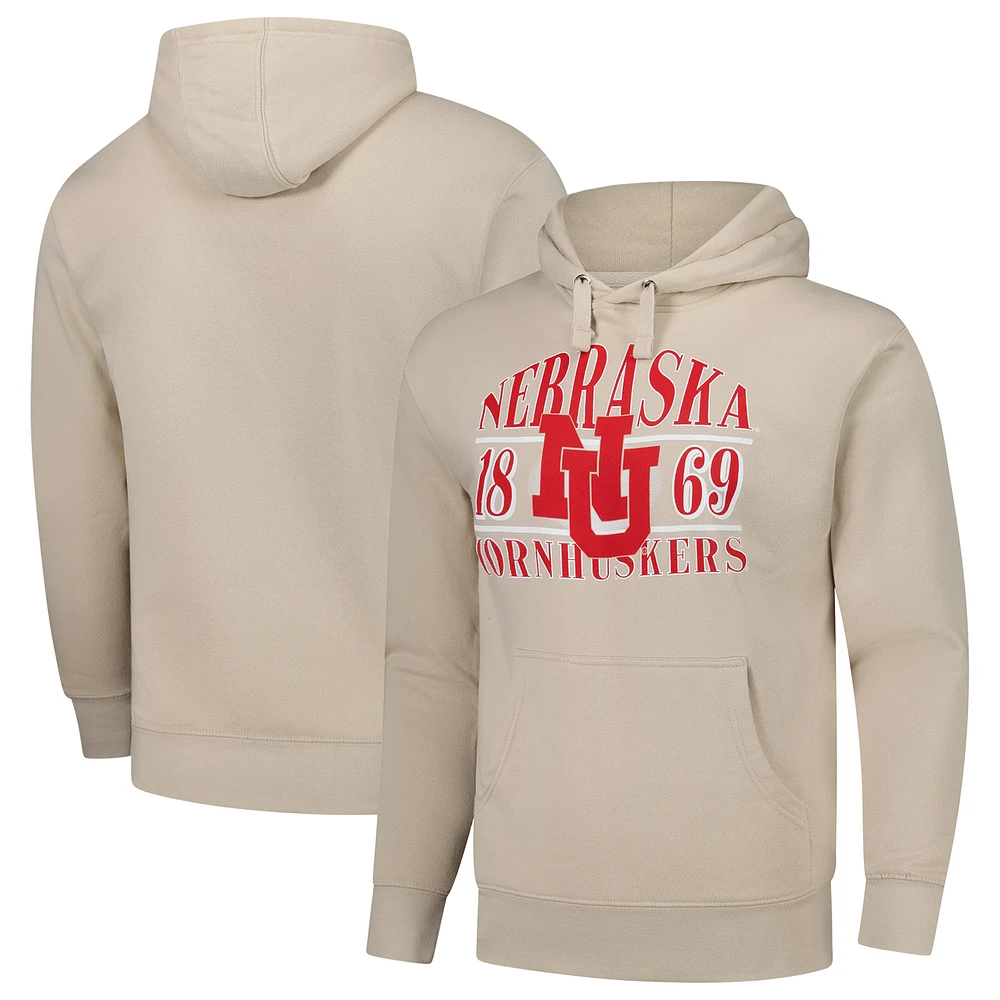 Men's Cream Nebraska Huskers Upper Arch Letters Pullover Hoodie
