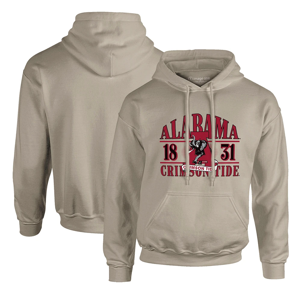 Men's Tan Alabama Crimson Tide Upper Arch Letters Pullover Hoodie