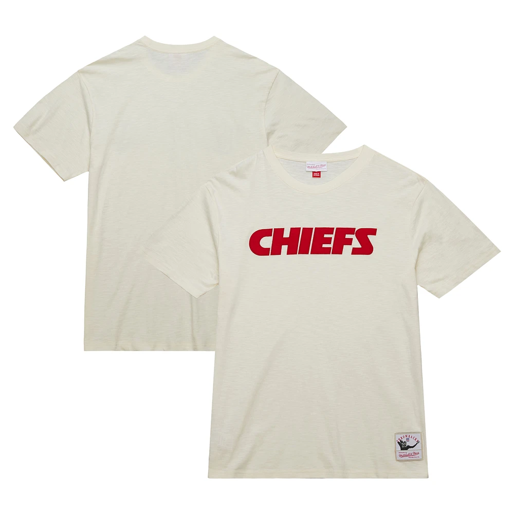 Men's Mitchell & Ness Cream Kansas City Chiefs Vintage Logo Heritage Slub T-Shirt
