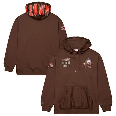 Men's Mitchell & Ness Brown Cleveland Browns Vintage Logo Team OG 2.0 Fleece Pullover Hoodie