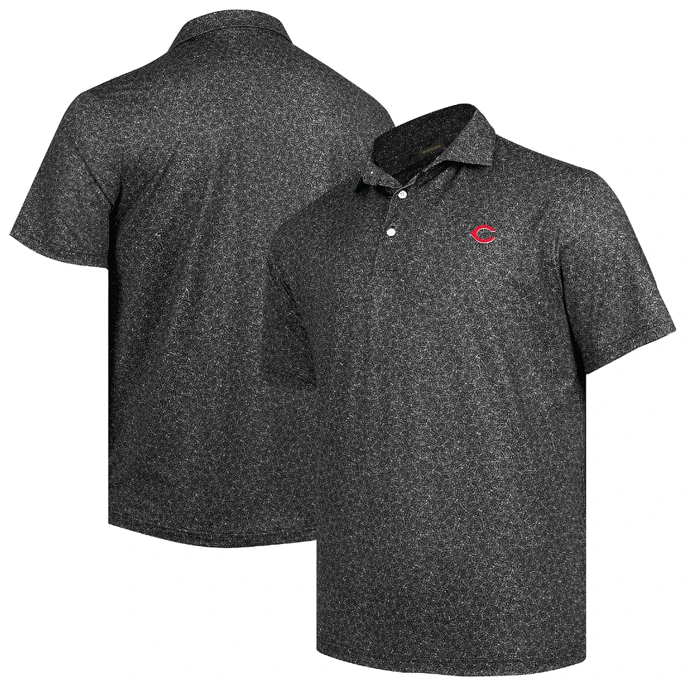 Men's Black Cincinnati Reds Tahoe Print Polo