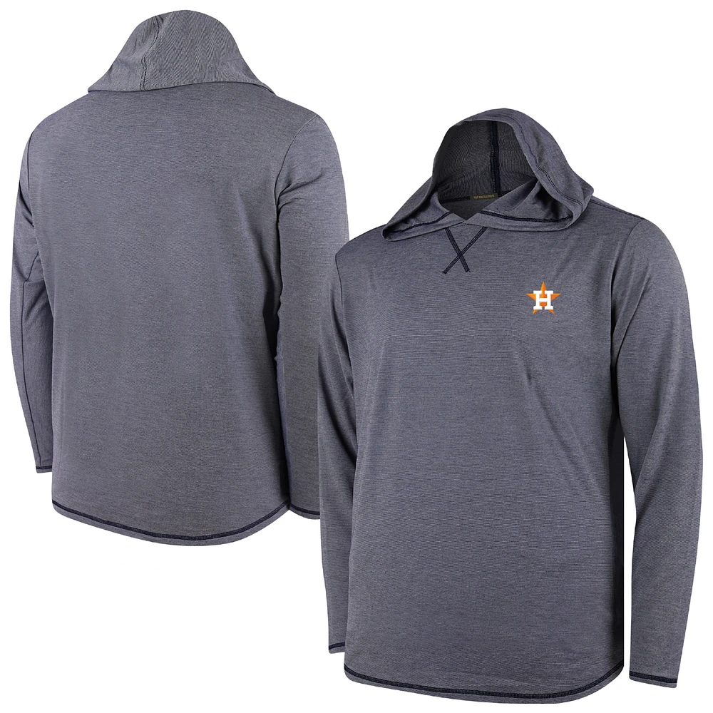 Men's Navy Houston Astros Butter Stripe Tri-Blend Long Sleeve Hoodie T-Shirt