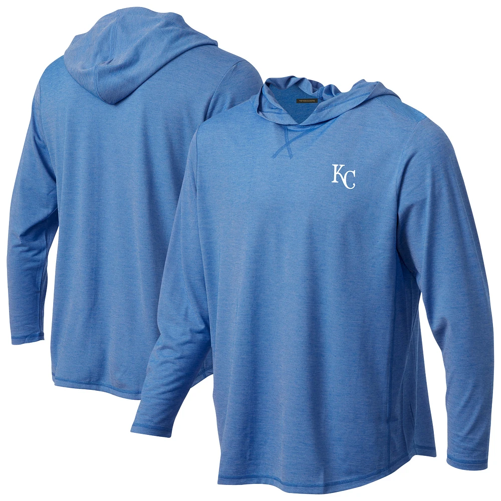 Men's Royal Kansas City Royals Butter Stripe Tri-Blend Long Sleeve Hoodie T-Shirt