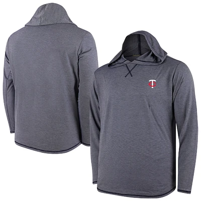 Men's Navy Minnesota Twins Butter Stripe Tri-Blend Long Sleeve Hoodie T-Shirt