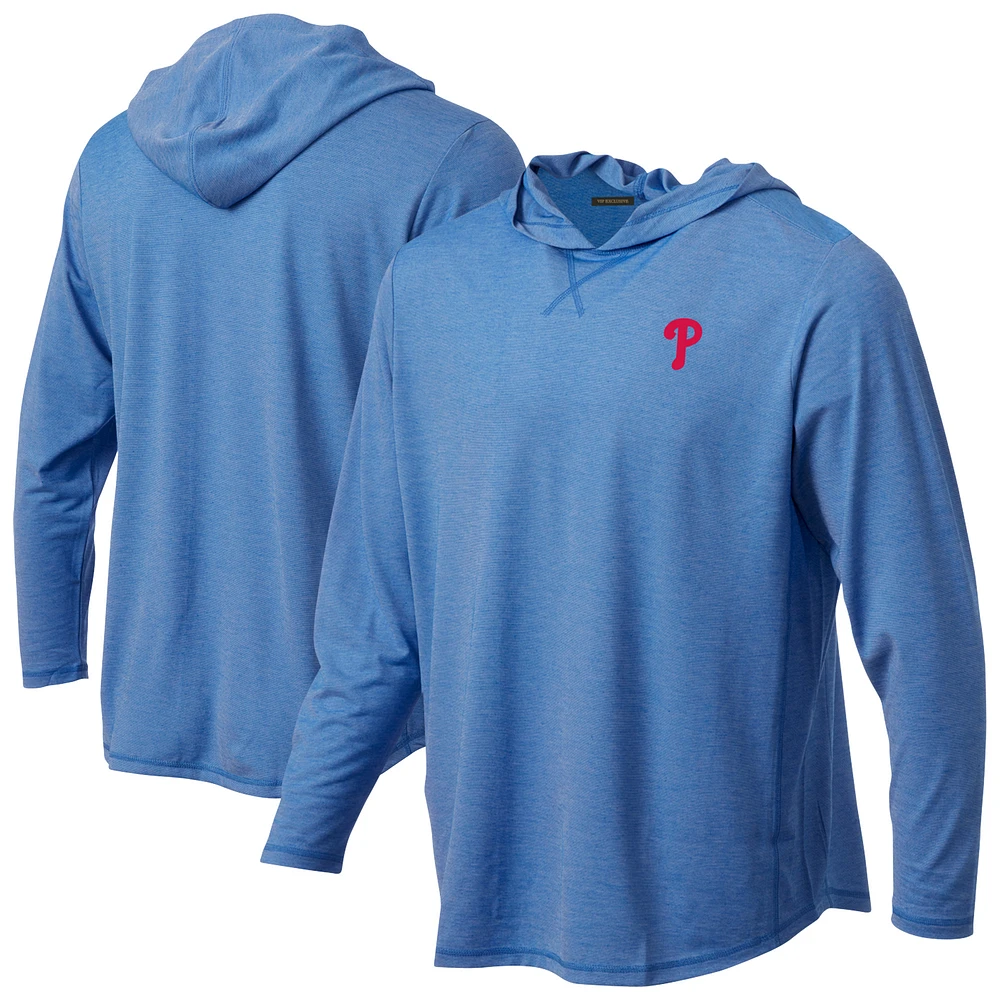 Men's Royal Philadelphia Phillies Butter Stripe Tri-Blend Long Sleeve Hoodie T-Shirt