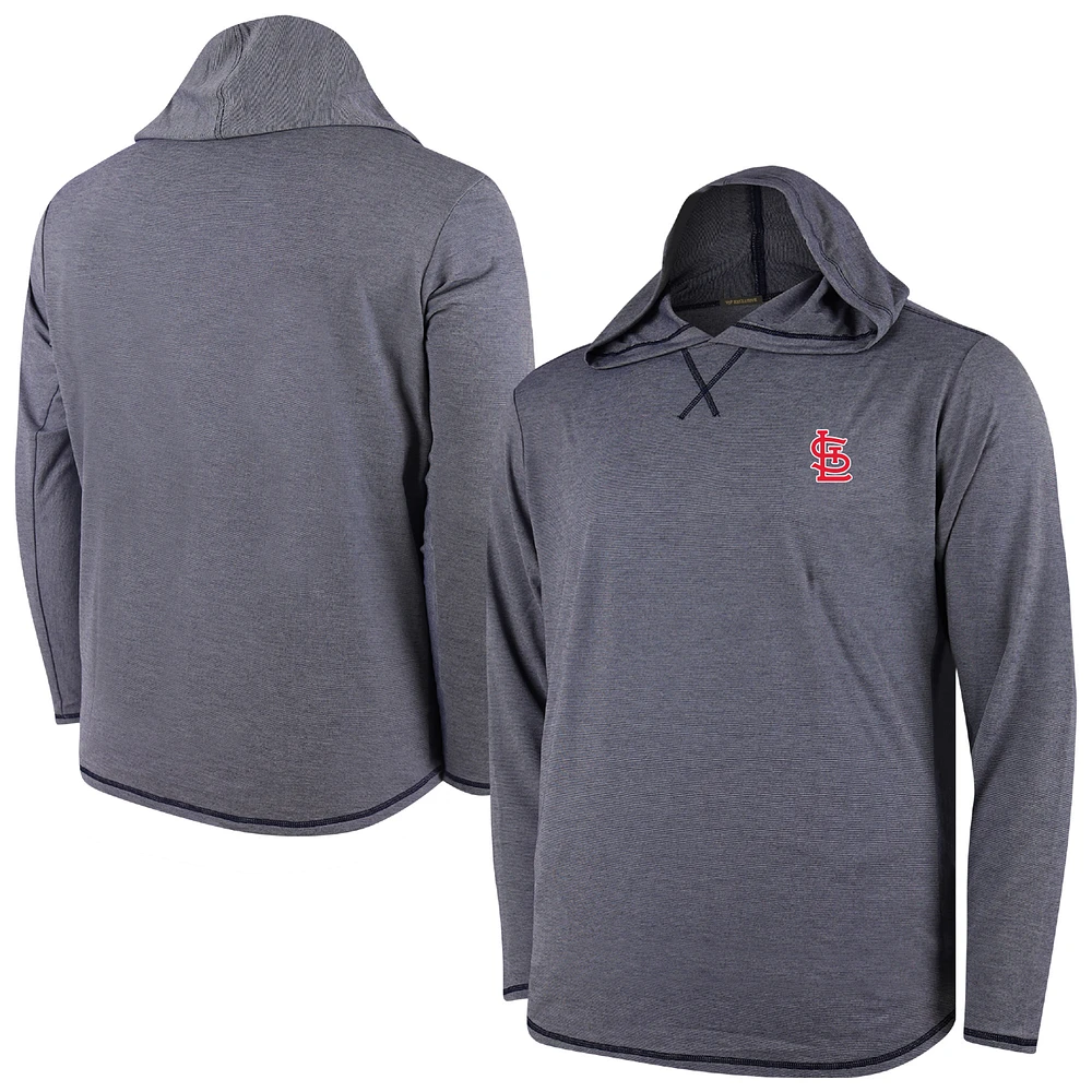 Men's Navy St. Louis Cardinals Butter Stripe Tri-Blend Long Sleeve Hoodie T-Shirt