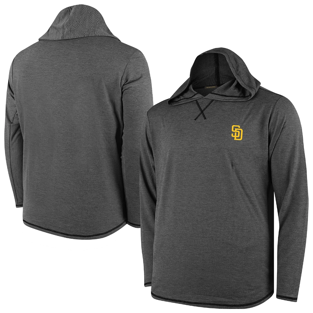 Men's Black San Diego Padres Butter Stripe Tri-Blend Long Sleeve Hoodie T-Shirt