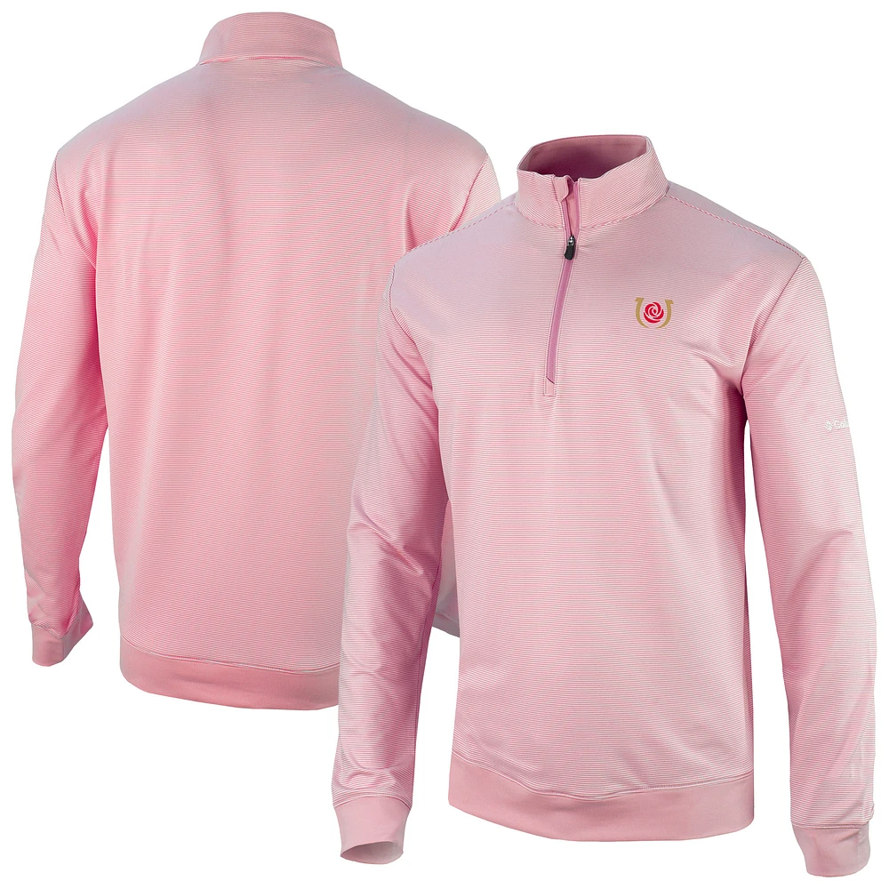 Men's Columbia Pink Kentucky Derby Even Lie Quarter-Zip Pullover Top