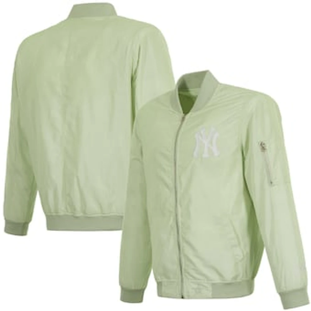 Men's JH Design Mint New York Yankees Nylon Bomber Full-Zip Jacket