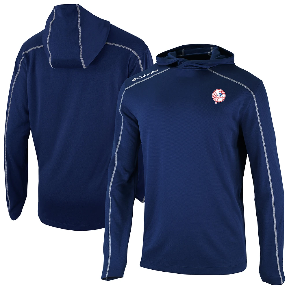 Men's Columbia Navy New York Yankees Omni-Wick Shotgun Pullover Hoodie