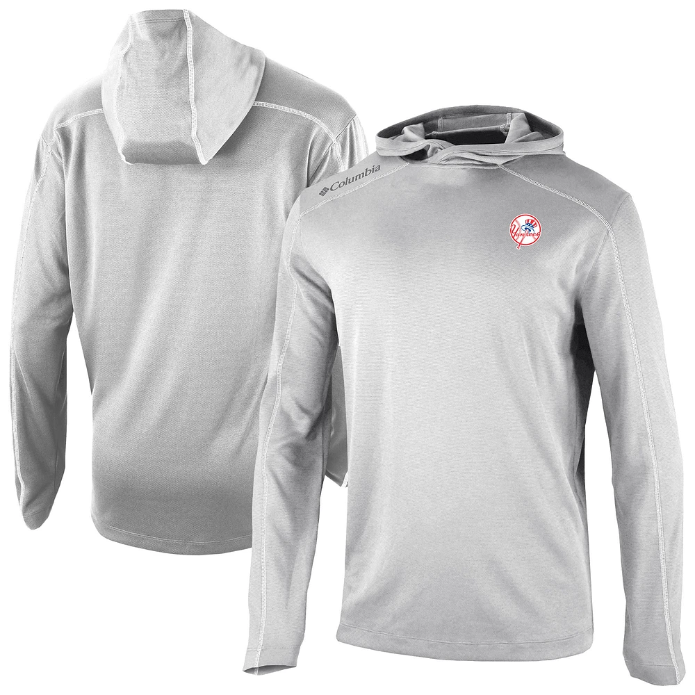 Men's Columbia Gray New York Yankees Omni-Wick Shotgun Pullover Hoodie
