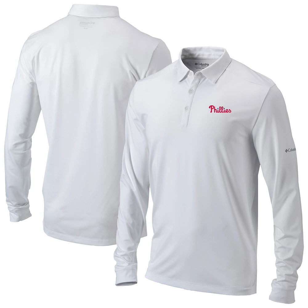 Men's Columbia Philadelphia Phillies Omni-Wick Pin High Long Sleeve Polo