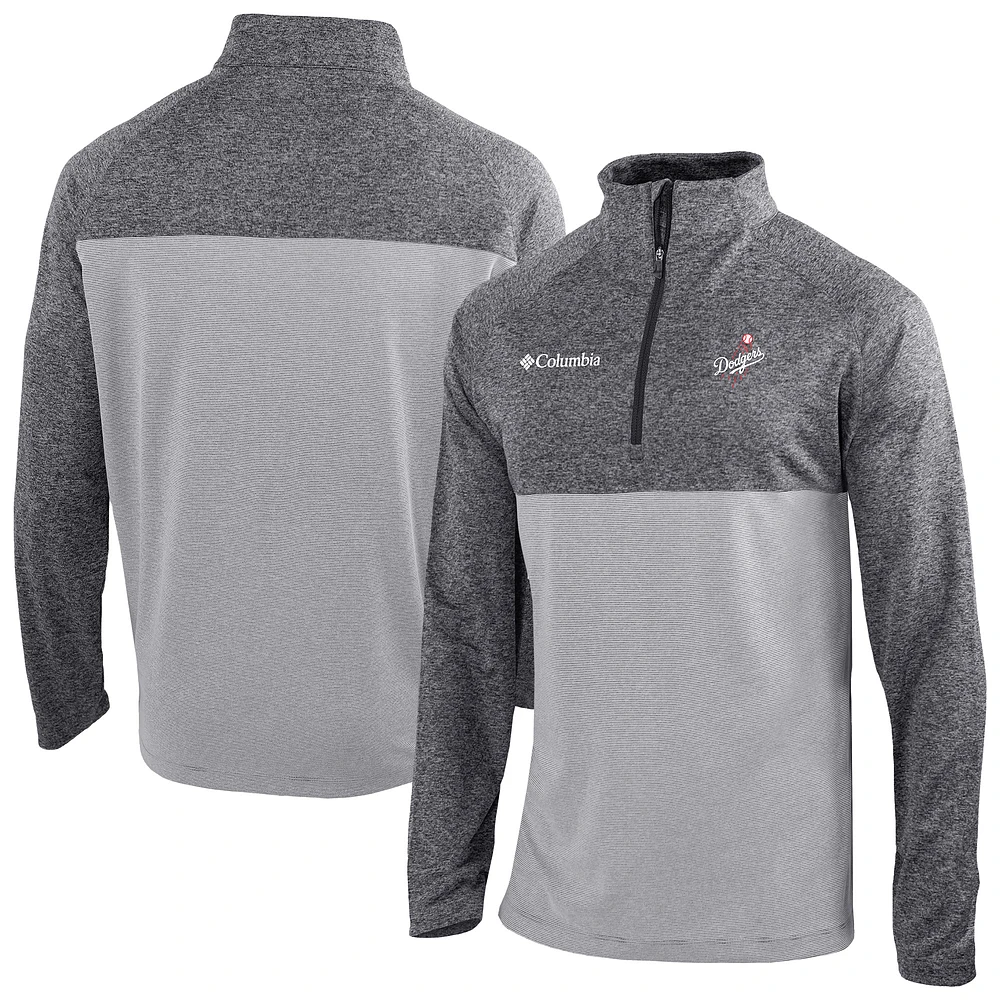 Men's Columbia Gray Los Angeles Dodgers Omni-Wick Rockin' It Raglan Quarter-Zip Top