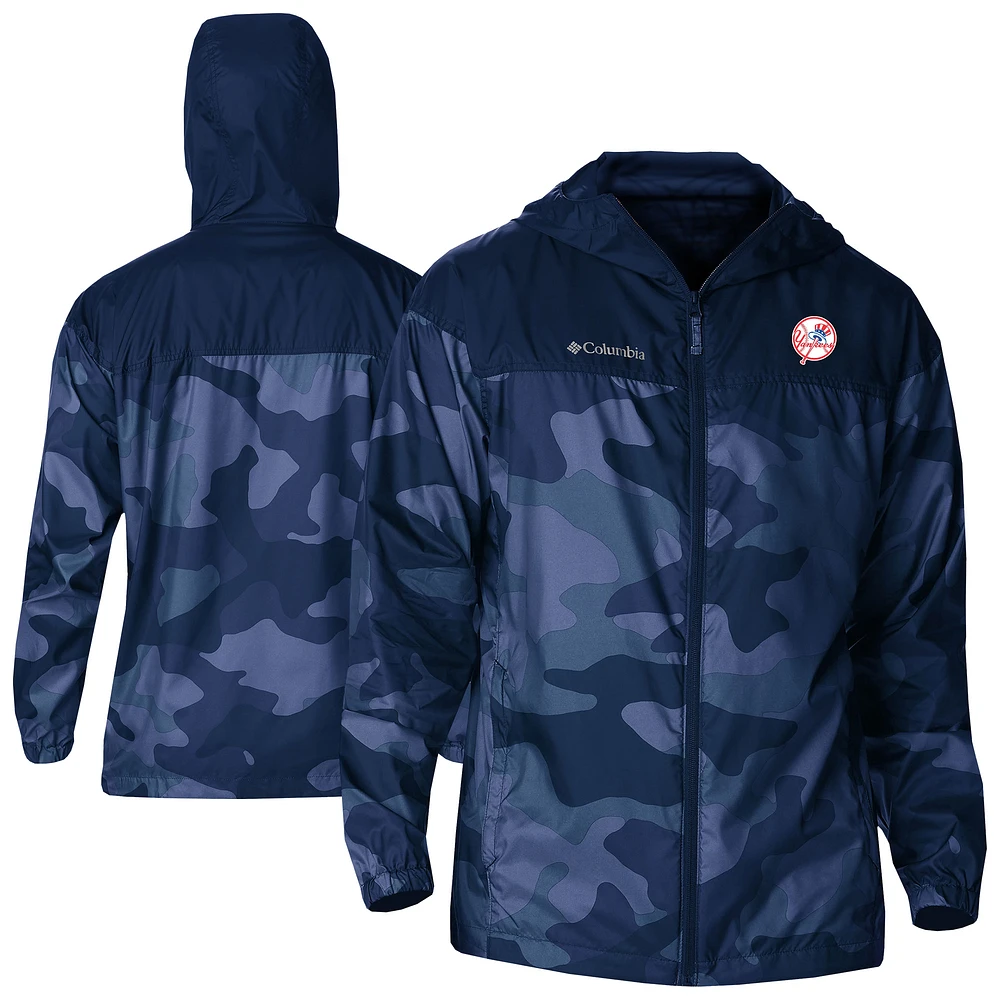Men's Columbia Navy New York Yankees Camo Flash Challenger Full-Zip Windbreaker Jacket