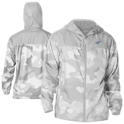Men's Columbia Gray Los Angeles Dodgers Camo Flash Challenger Full-Zip Windbreaker Jacket